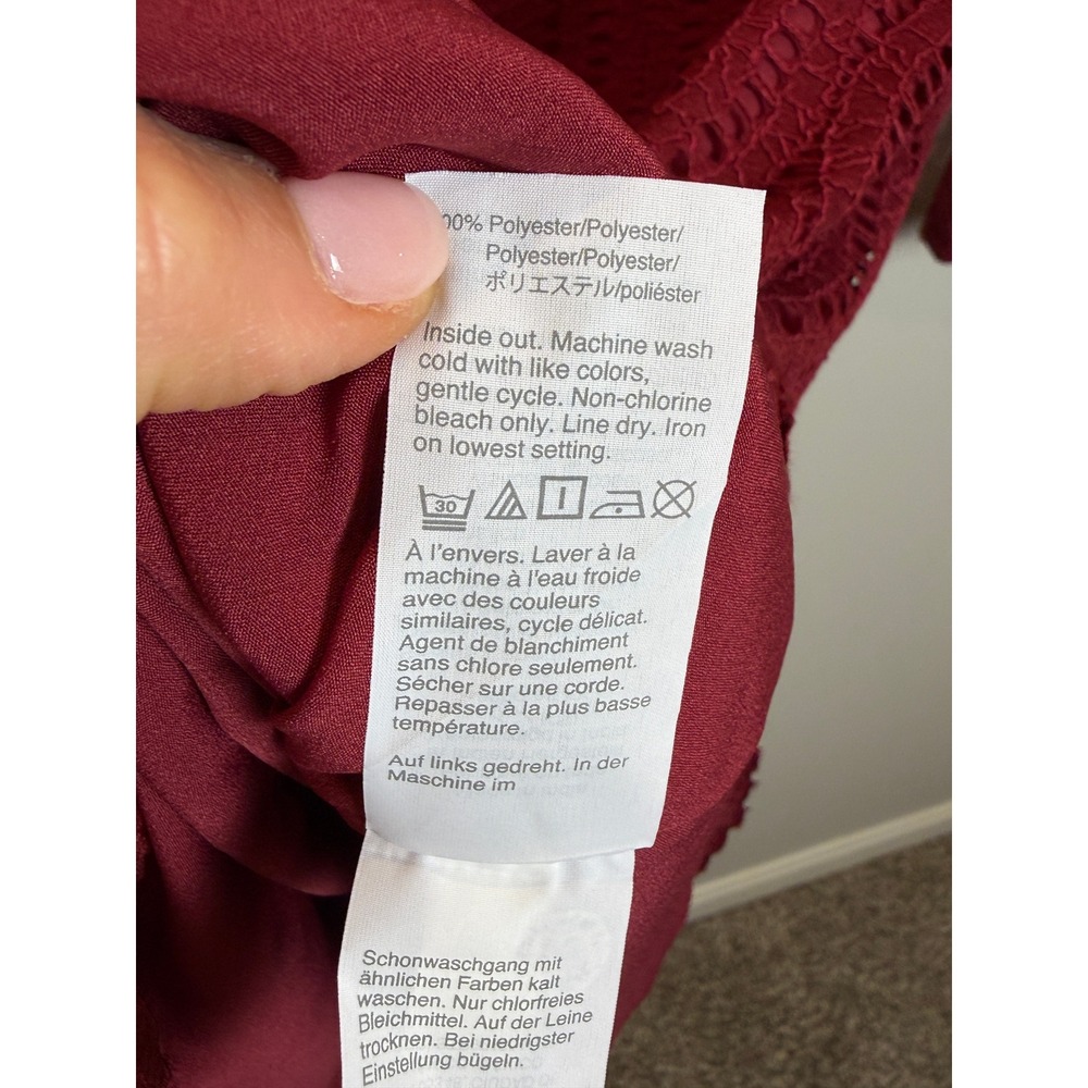 J. Crew‎ Factory 2 Lace Overlay Shift Dress Burgundy Red Romantic Church Modest - Picture 11 of 12